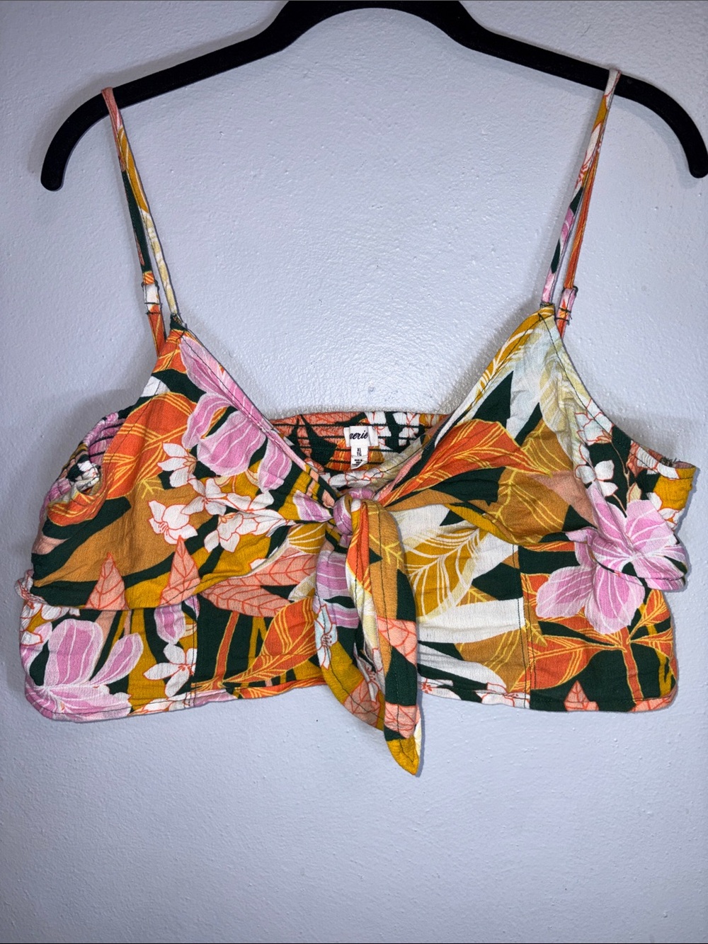 AERIE tropical floral cropped tank top